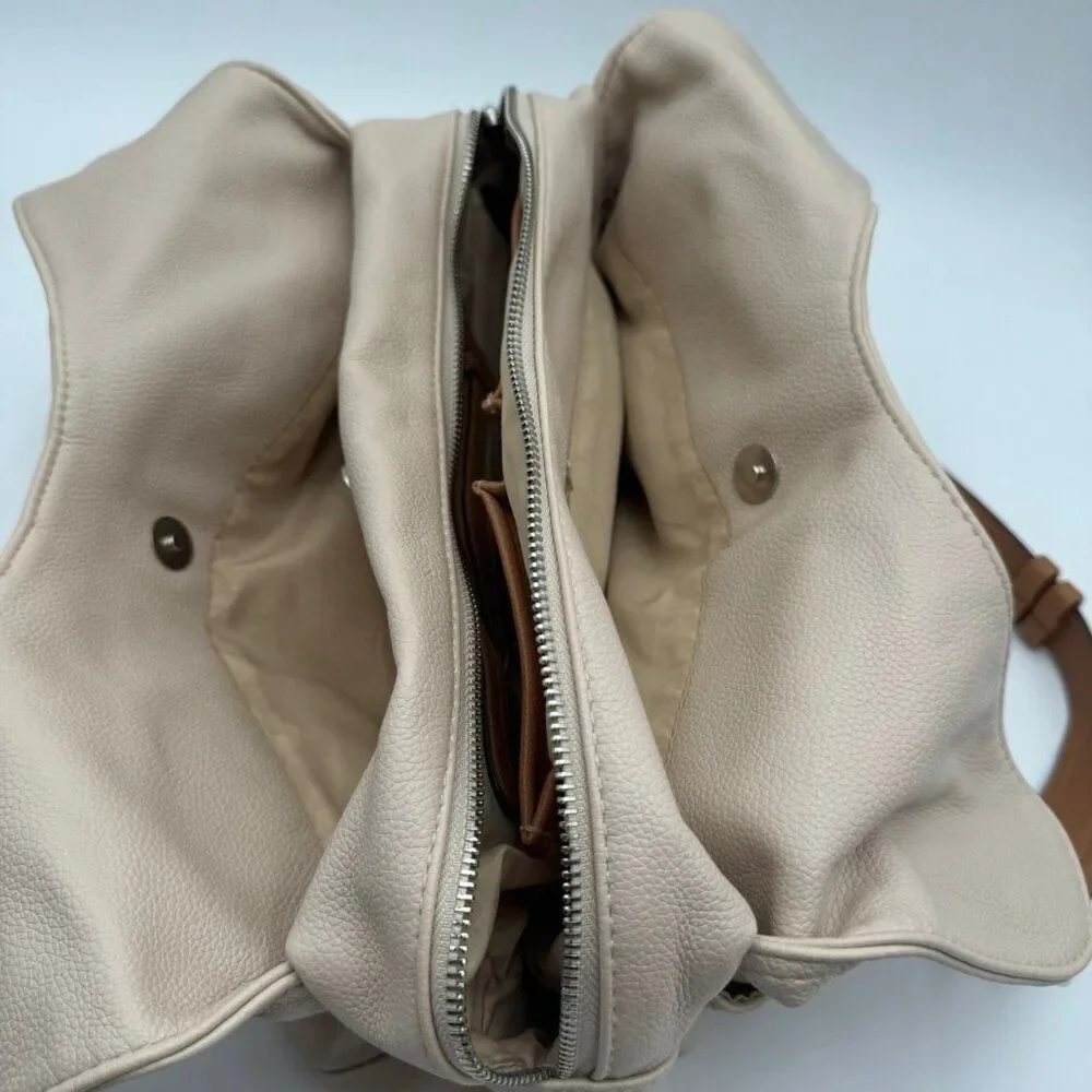 Rosetti Bag Womens Beige Tan Pebbled Leather Shoulder Hobo Satchel Zip Everyday